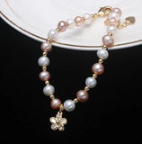 Freshwater Pearl Bracelet Flower Pendant Natural