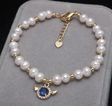Freshwater Pearl Bracelet with Angel Wings for Women