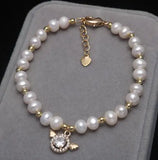 Freshwater Pearl Bracelet with Angel Wings for Women