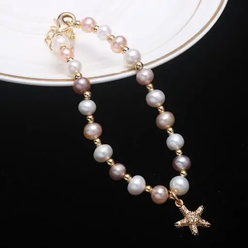 Freshwater Pearl Bracelet Star Hand String Tanabata Gift