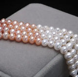 Freshwater Pearl Bracelet Strong Light Nearly Round Beads Adjustable