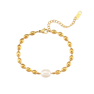 Waterproof Stainless Steel Ball Pearl Bracelet for Girls
