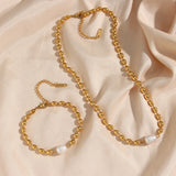 Waterproof Stainless Steel Ball Pearl Bracelet for Girls