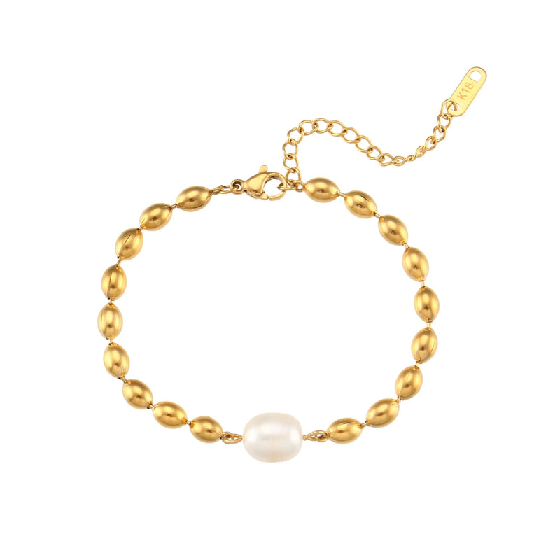 Waterproof Stainless Steel Ball Pearl Bracelet for Girls