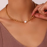 Waterproof Stainless Steel Ball Pearl Bracelet for Girls