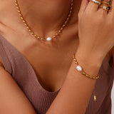 Waterproof Stainless Steel Ball Pearl Bracelet for Girls