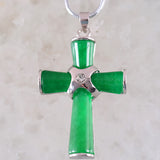 Cross Bead Natural Stone Green Jades Pendant for Women Men