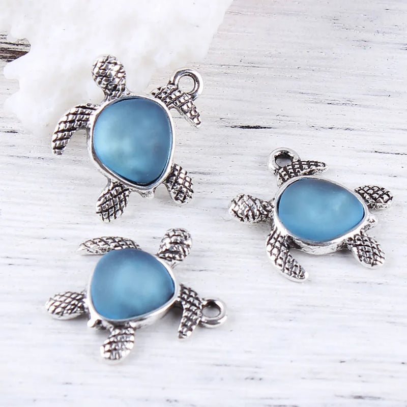 Sea Turtle Charm Pendant Sea Glass Necklace DIY Findings
