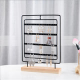 5-Layer Rotating Jewelry Holder with Wood Base