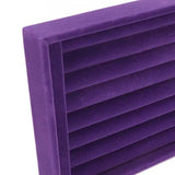 Purple Velvet Jewelry Holder Box - 7 Slots Ring Organizer Tray