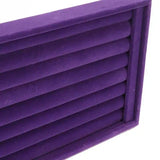 Purple Velvet Jewelry Holder Box - 7 Slots Ring Organizer Tray