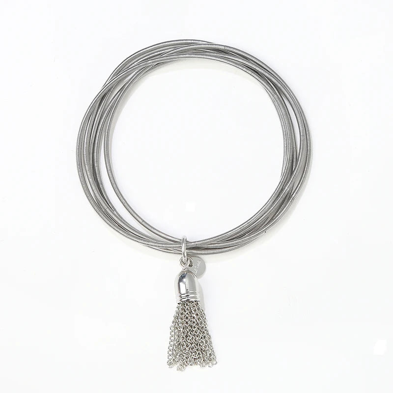Metal Chain Tassel Elastic Ring Stainless Steel Bracelet