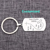 Personalized Name Date Keychain Distance Love Key Holder Engrave
