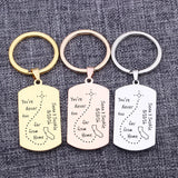 Personalized Name Date Keychain Distance Love Key Holder Engrave