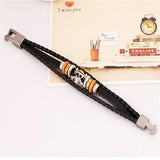 Men's Leather Braided Bracelet with Stainless Steel Skull Charm