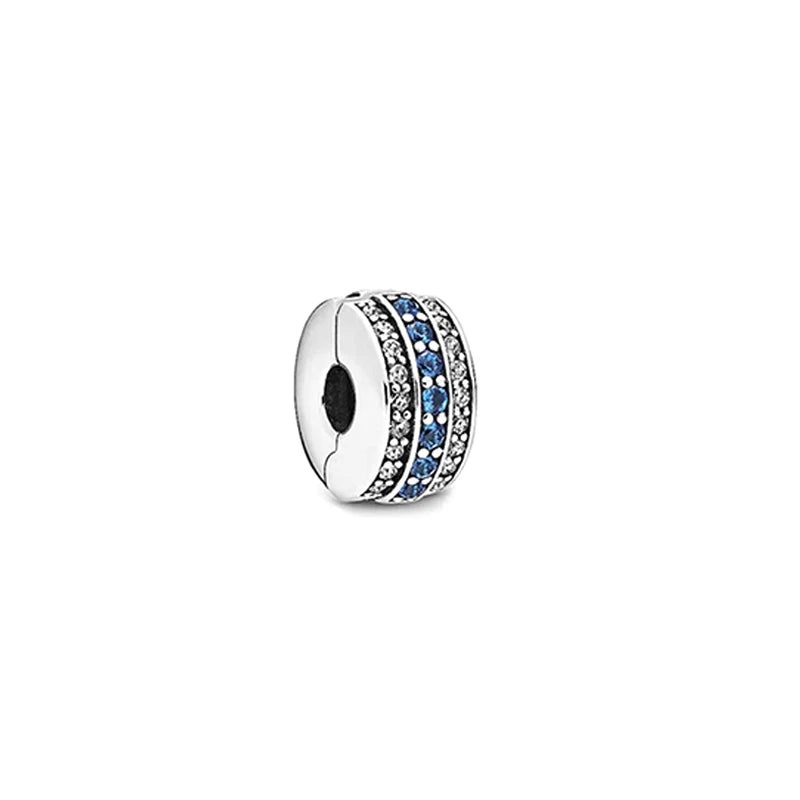 Light Pink Pave Clips 925 Sterling Silver Spacer Charms