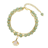 Natural Hetian Jade Leaf Bracelet and Watch Set, Lucky Gift