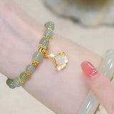 Natural Hetian Jade Leaf Bracelet and Watch Set, Lucky Gift
