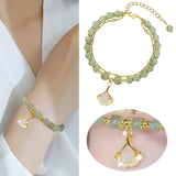 Natural Hetian Jade Leaf Bracelet and Watch Set, Lucky Gift