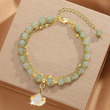 Natural Hetian Jade Leaf Bracelet and Watch Set, Lucky Gift