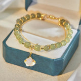 Natural Hetian Jade Leaf Bracelet and Watch Set, Lucky Gift