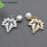 20pcs 8x20mm Nickel CZ Pearl Snowflake Charms