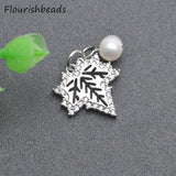 20pcs 8x20mm Nickel CZ Pearl Snowflake Charms