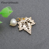 20pcs 8x20mm Nickel CZ Pearl Snowflake Charms