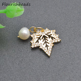 20pcs 8x20mm Nickel CZ Pearl Snowflake Charms