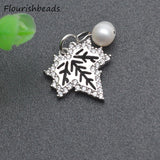 20pcs 8x20mm Nickel CZ Pearl Snowflake Charms