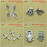 Mixed Charms for Jewelry Making Angel Cupid Wing Fish Cross Owl