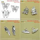 Assorted Charms for Jewelry Making, Doll Bear Angel Wings Steamboat