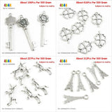 Clock Key of Time Lucky Clover Unicorn Paris Eiffel Tower Charms