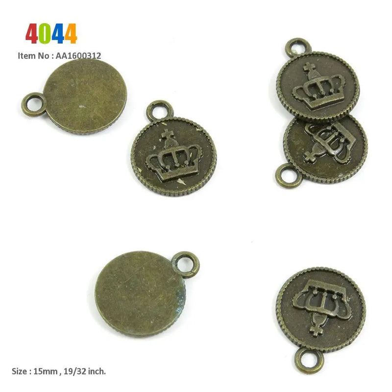 Crown Round Sign Skeleton Key Love Leaf Feather Charms