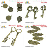Crown Round Sign Skeleton Key Love Leaf Feather Charms