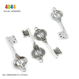 Crown Skeleton Key Love Heart Charms