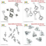 Crown Skeleton Key Love Heart Charms