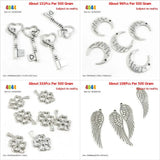 Key of Love Moon Clover Leaf Angel Wing Charms