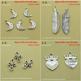Assorted Jewelry Making Charms - Moon Star Feather Cross Crown