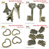 Eiffel Tower Skeleton Key Heart London Bus Charms