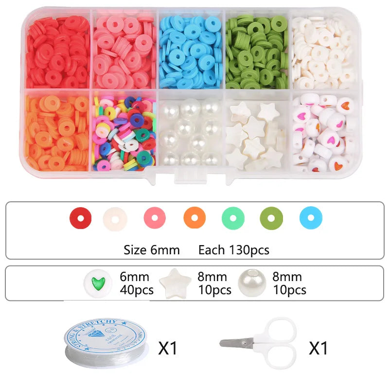 Polymer Clay Spacer Beads Letter Charm Box Set Gift Bracelet Supply
