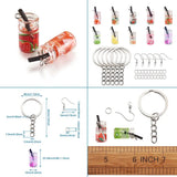 DIY Dangle Earring Making Kit with Glass Bottle Pendants Iron Keychain Ring