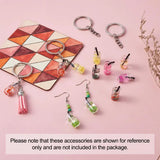 DIY Dangle Earring Making Kit with Glass Bottle Pendants Iron Keychain Ring
