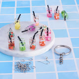 DIY Dangle Earring Making Kit with Glass Bottle Pendants Iron Keychain Ring