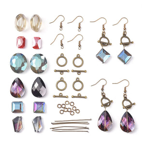 DIY Earring Making Kit with Crystal Glass Beads