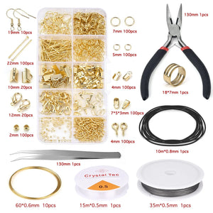 Jewelry Making Kit Lobster Clasp Open Jump Rings End Crimps Beads Box Set