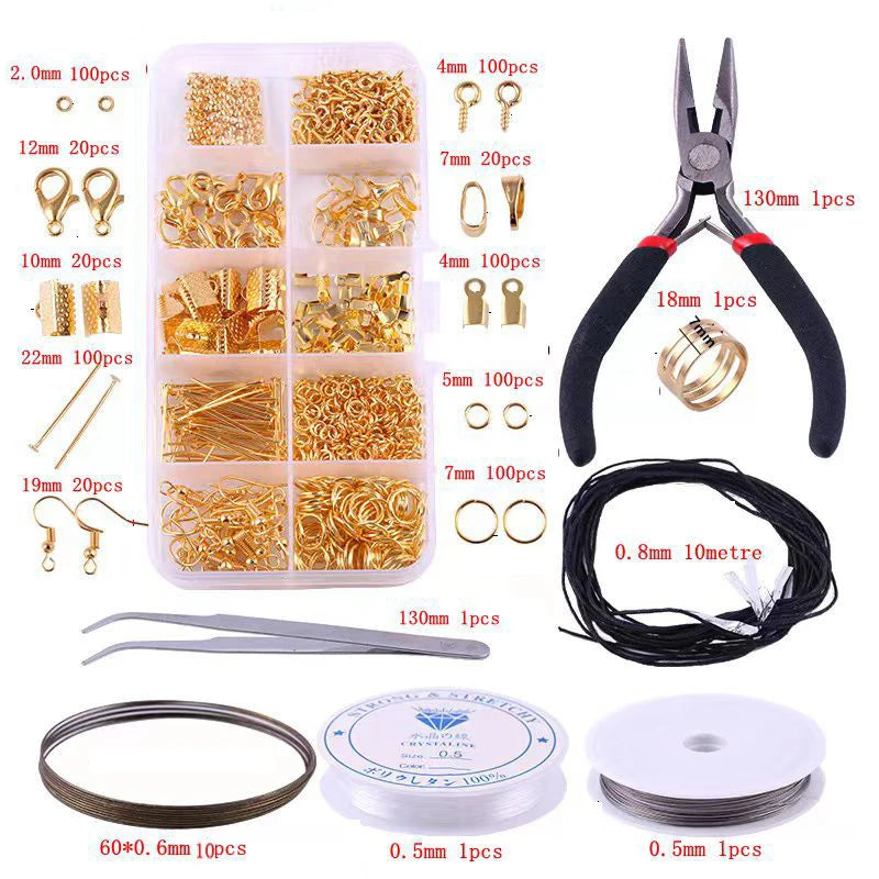 Jewelry Making Kit Lobster Clasp Jump Rings Beads Box Set