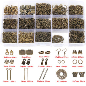 Jewelry Making Kit Charms Hooks Rings Thread Forceps Lobster Clasp Alloy Set