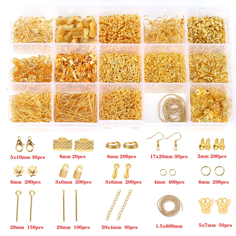 Jewelry Making Kit Charms Hooks Rings Thread Forceps Lobster Clasp Alloy Set