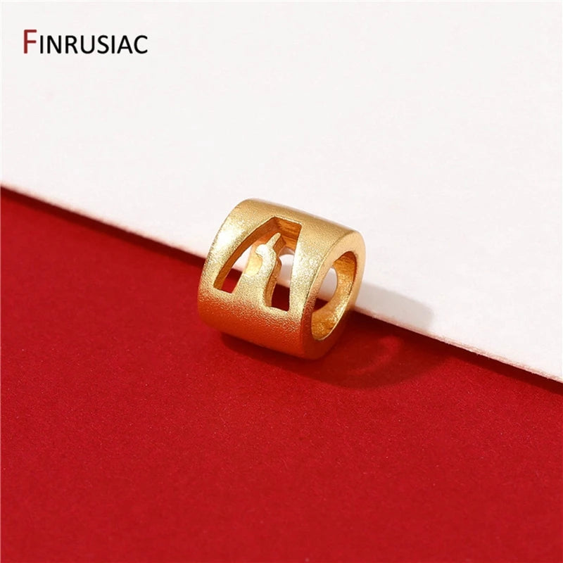 Alphabet Beads Plated Hollow Pendants For Jewelry Making